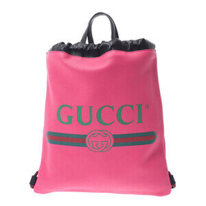 GUCCI Drawstring Backpack Pink Calfskin Daypack